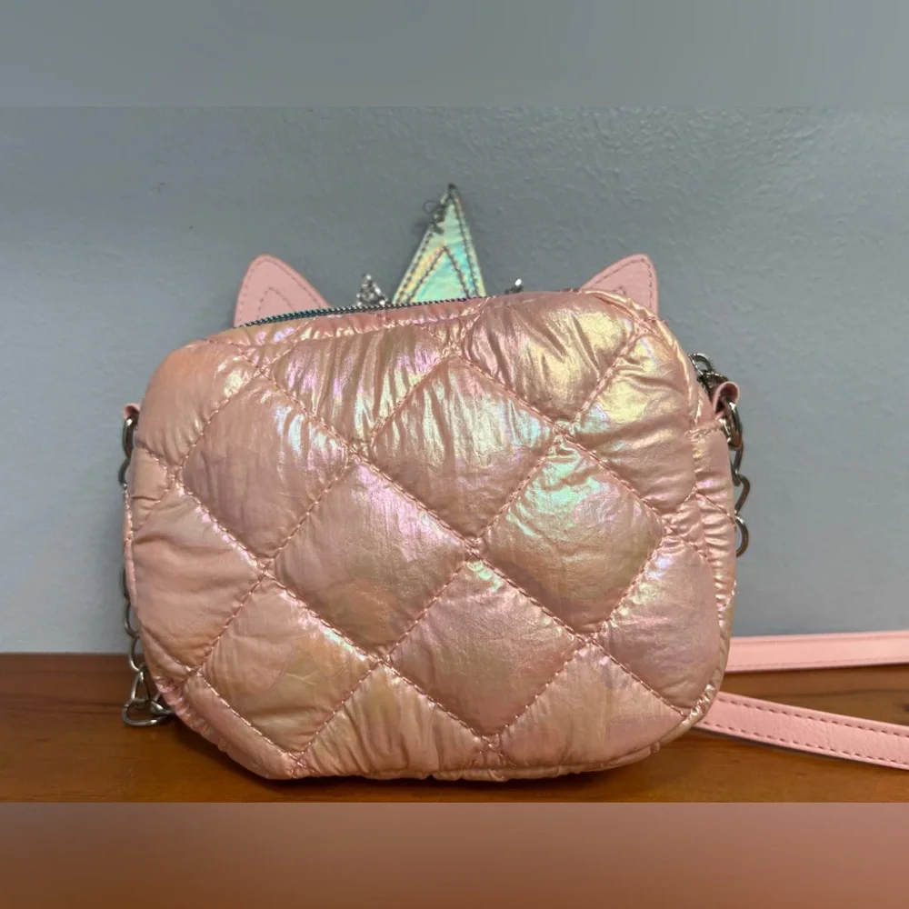 MISS GWENS OMG ACCESSORIES Small Pink Iridescent Unicorn Crossbody Purse Used